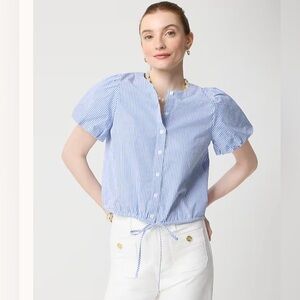 j crew Puff-sleeve tie-waist top medium**